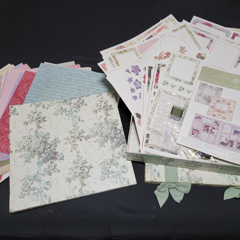 Elegant Floral Scrapbook Kit with Green Accents